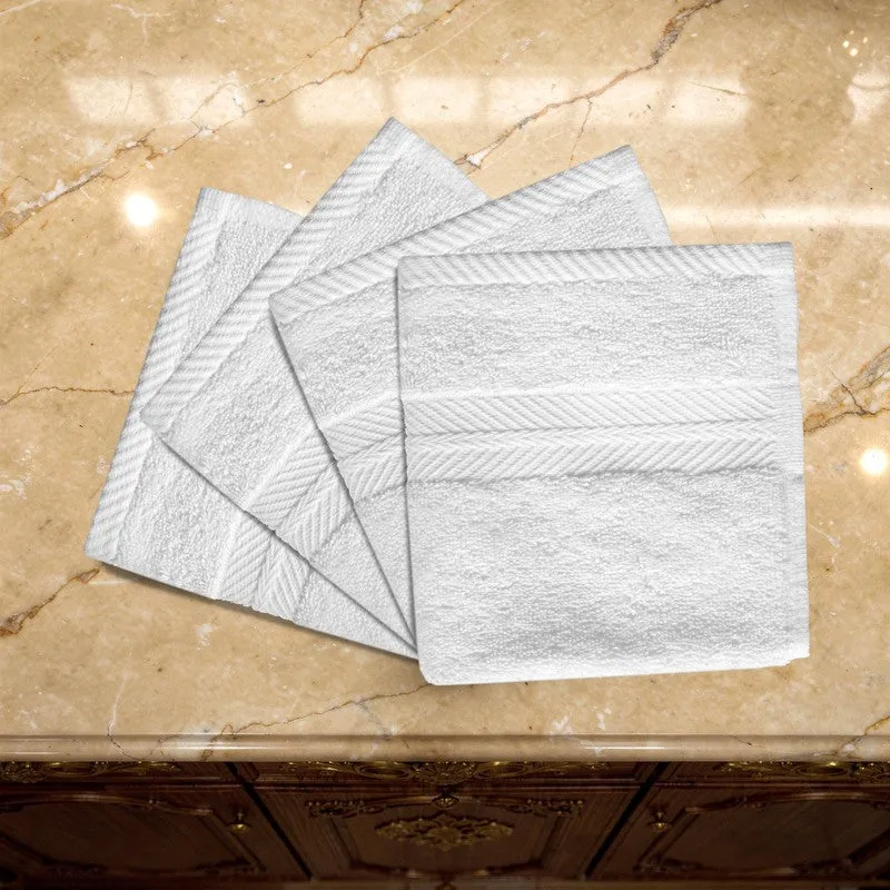 PlushAura Cotton Face Towel (White) - Set Of Four media 5