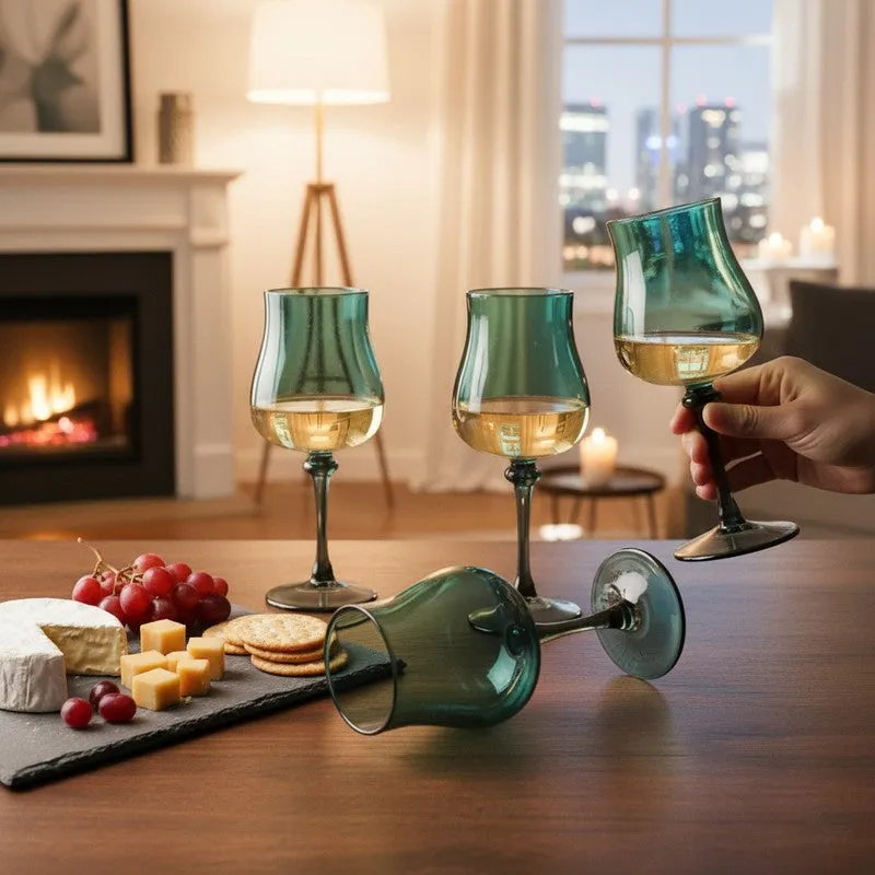 Jade Mist Wine Glasses (240 mL Each) - Set Of Four media 1