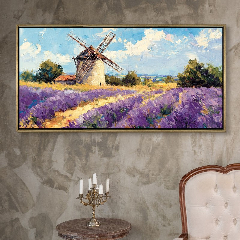 Lavender Landscape Canvas Wall Painting With Frame