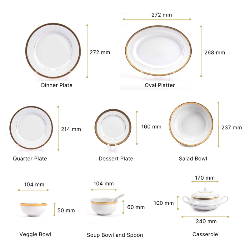 Vienna 24k Gold Brushed Porcelain Dinner Set (Gold) - 41 Piece Set media 13