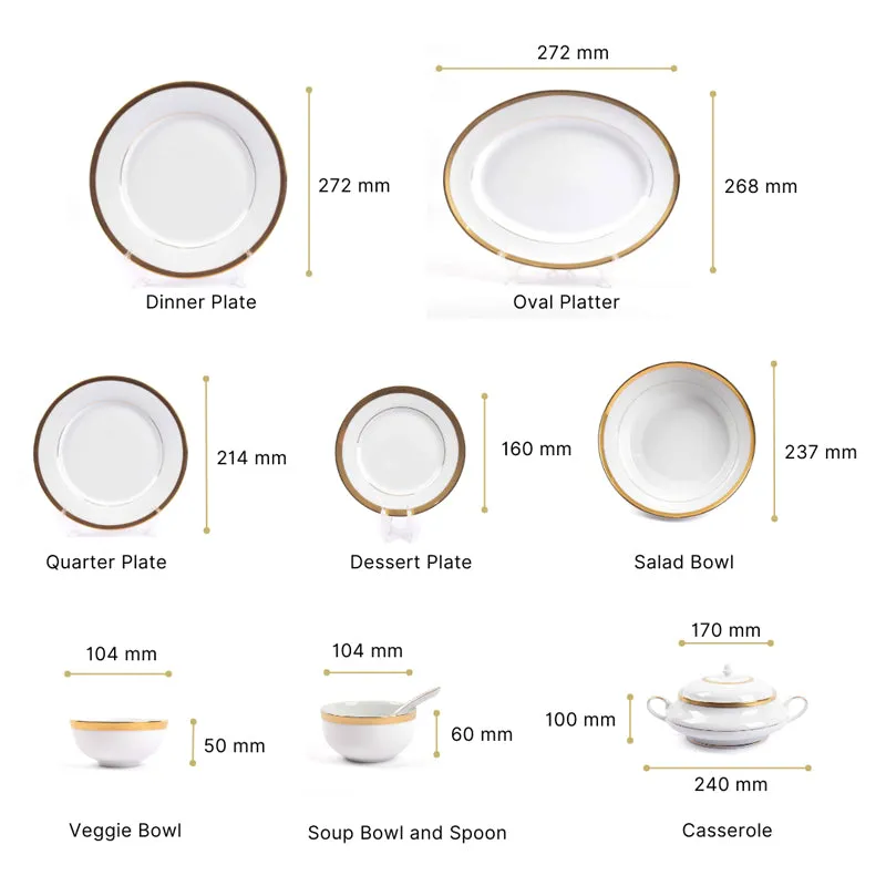Vienna 24k Gold Brushed Porcelain Dinner Set (Gold) - 41 Piece Set media 13