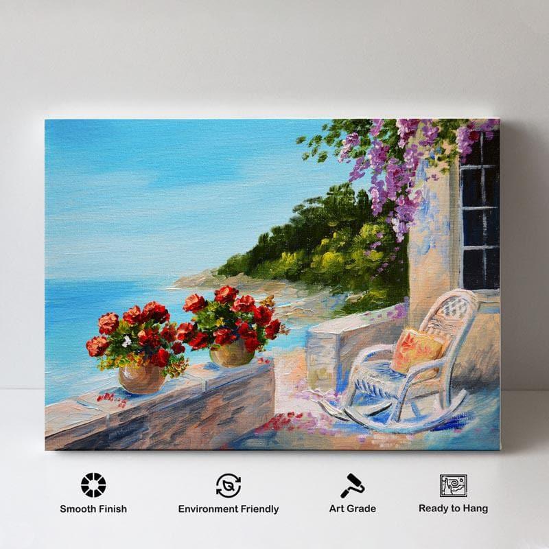Balcony Near The Sea Canvas Wall Painting - Gallery Wrap media 4