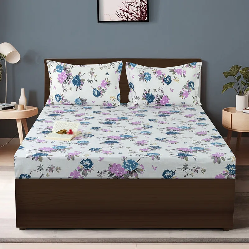 Swayam Ruvo Rosa Cotton Bedsheet (Purple) - 200 TC media 1
