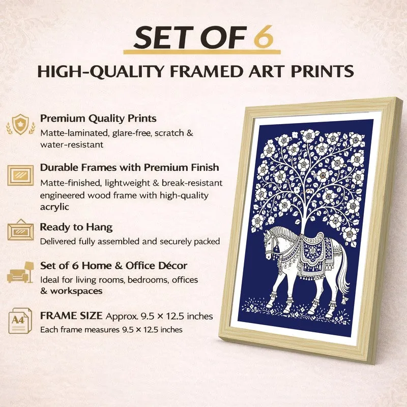 Rooted Spirits Paper Wall Painting With Frame - Set Of Six media 9