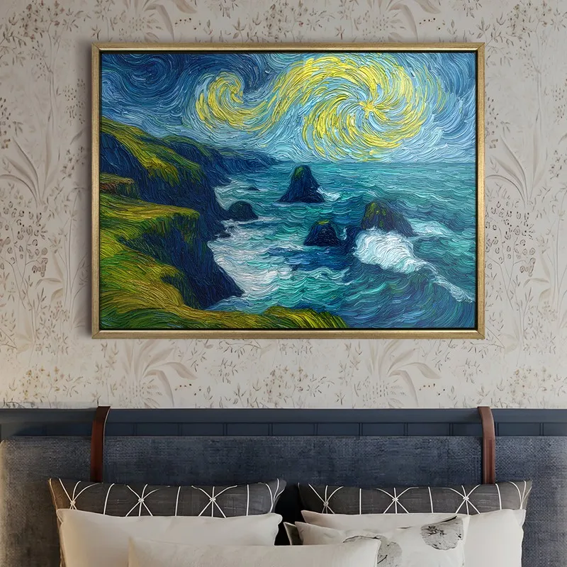 Starry Shore Canvas Wall Painting With Frame media 5