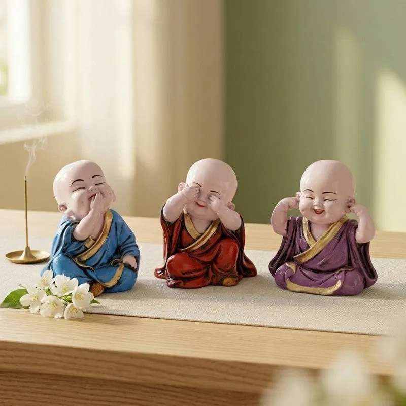 Zenaya Budhha Resin Showpiece - Set of Three media 3