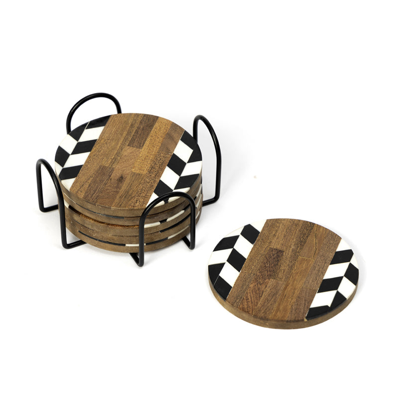 Nihi Black & White Coaster With Stand media 5