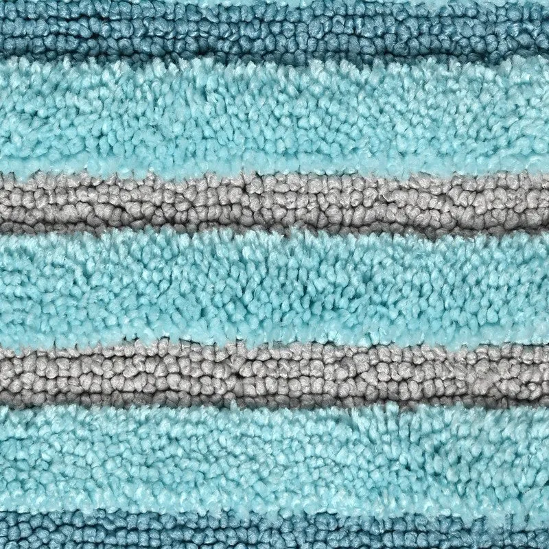 StripeScape Microfiber Bath Mats (Sky Blue) - Set of Two media 7