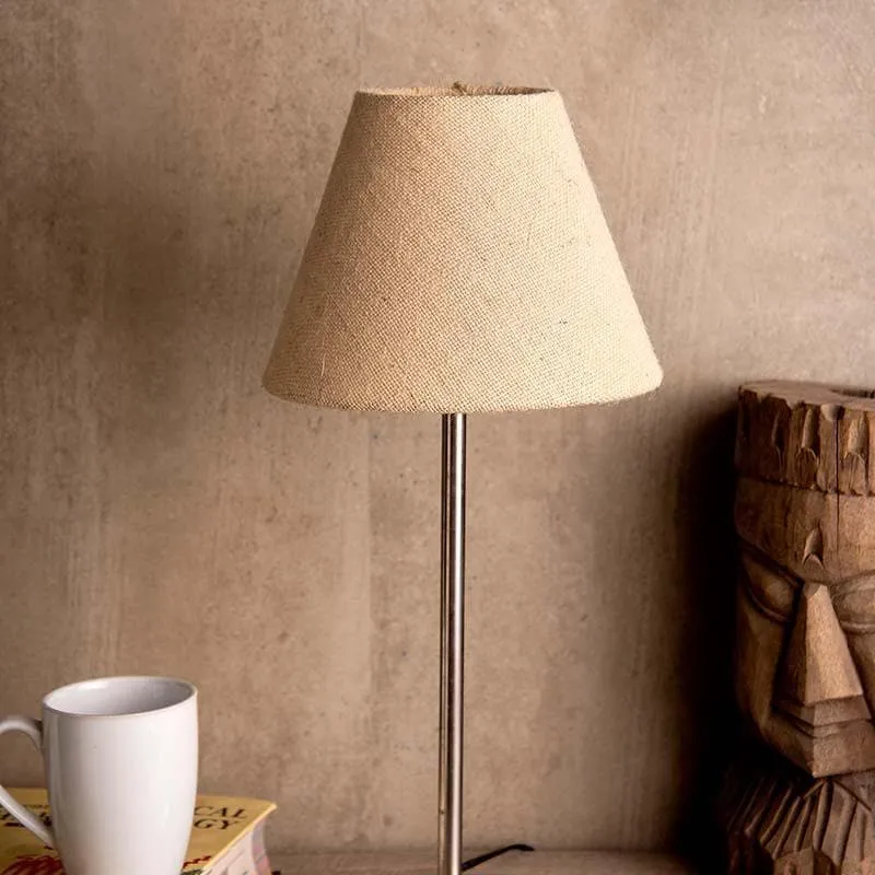 Classy White Fabric Table Lamp - Beige media 3