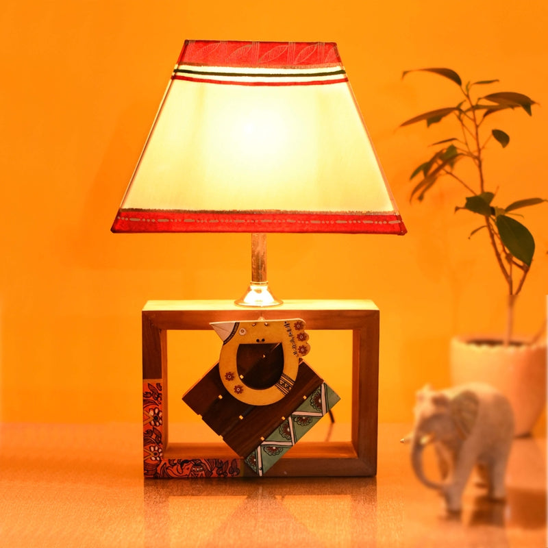 Eshwari Handcrafted Wooden Table Lamp - Multicolor