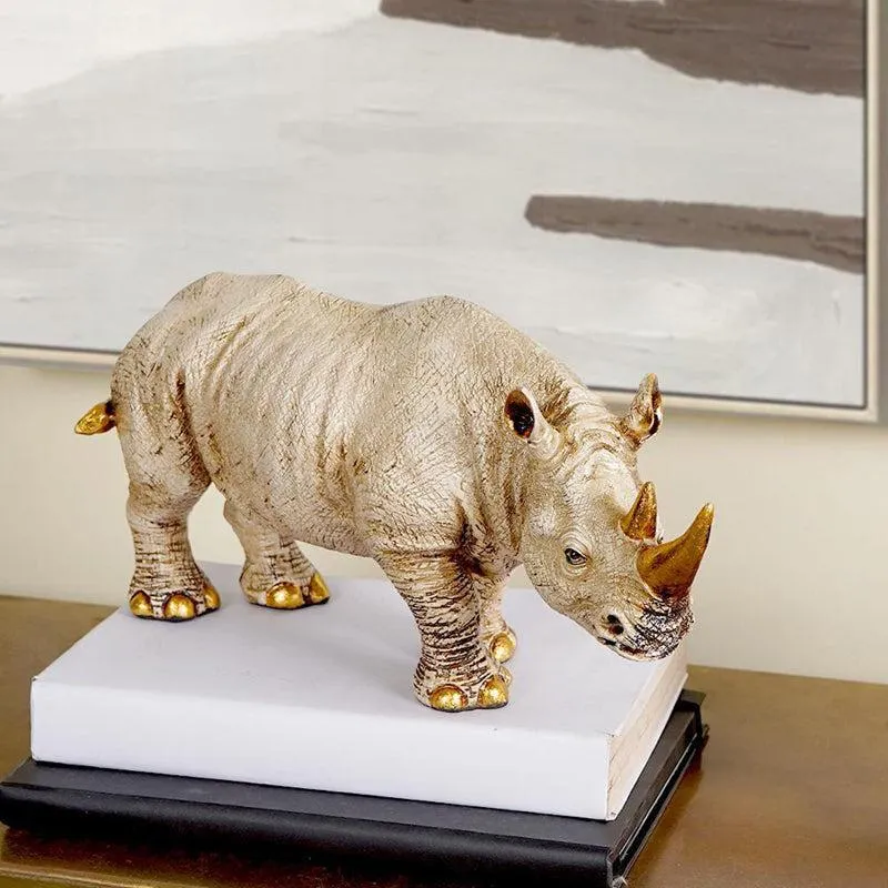 Albino Rhino Resin Showpiece media 1