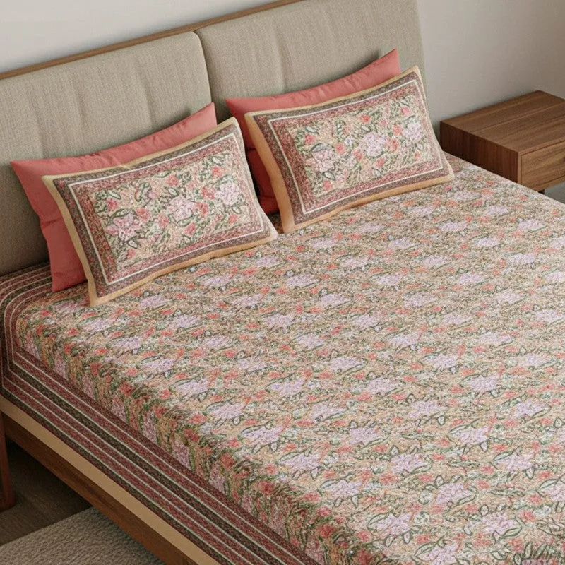 Dhriti Cotton Bedsheet (Pink) - 180 TC media 3