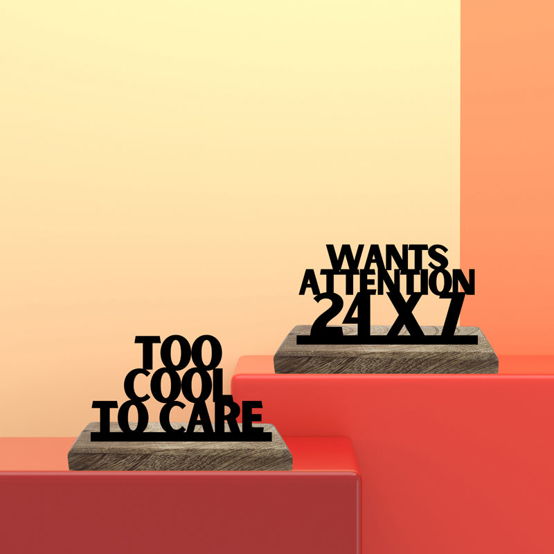 Too Cool To Care Typography Showpiece - Set Of Two