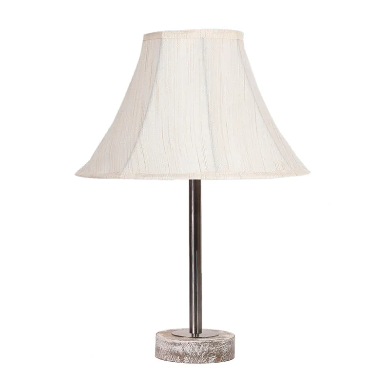 Ceylon Arc Rodin Wooden Table Lamp - OffWhite,Silver,White media 4