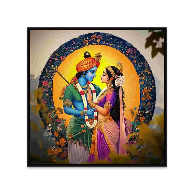Radha-Krishna Charm Canvas Wall Art With Frame media 4