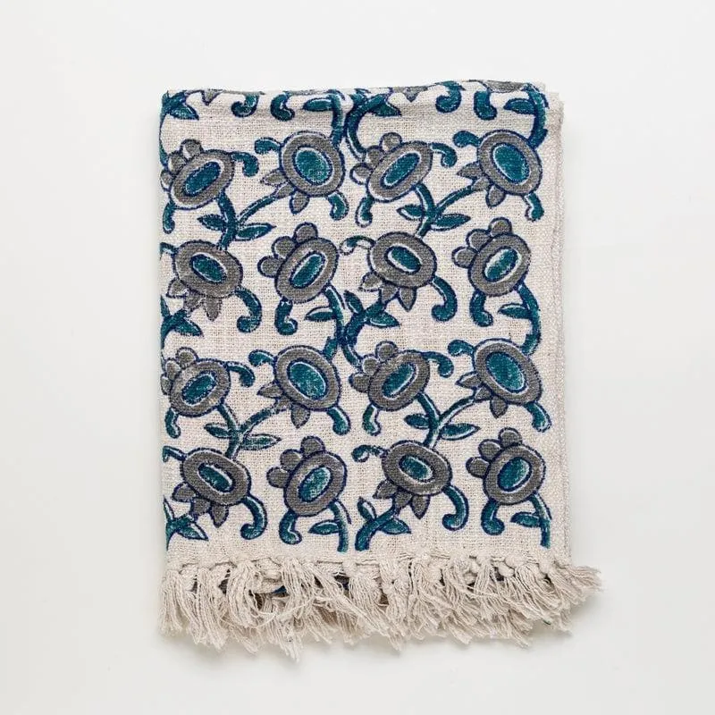 Flower Maze Handblock Printed Throw media 4