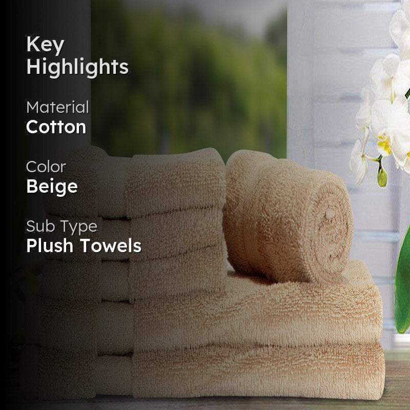 Miorah Hand & Face Towel Combo (Beige) - Six Piece Set media 2