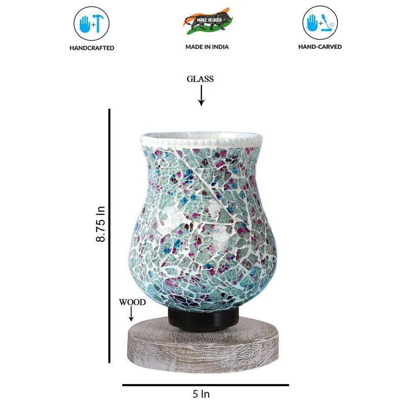 Radiessa Mosaic Glass Table Lamp With Wooden Base - Multicolor media 8