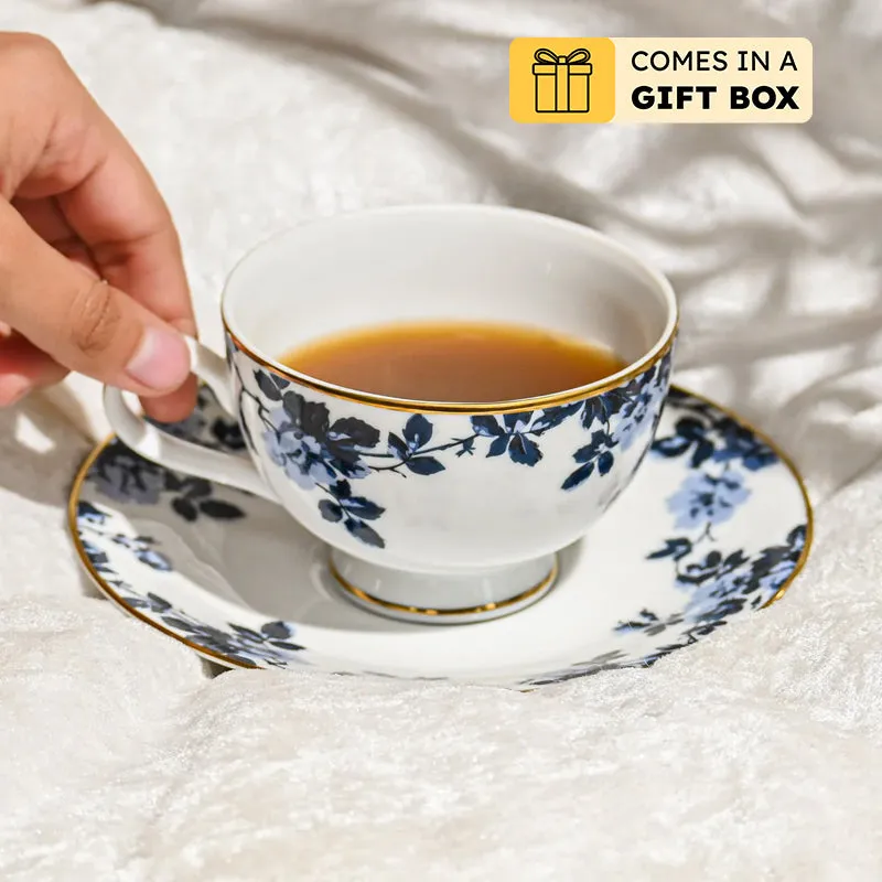 Zeneta Leaves 24k Gold Brushed Porcelain Cup & Saucer (280 mL) - Set of Six media 1