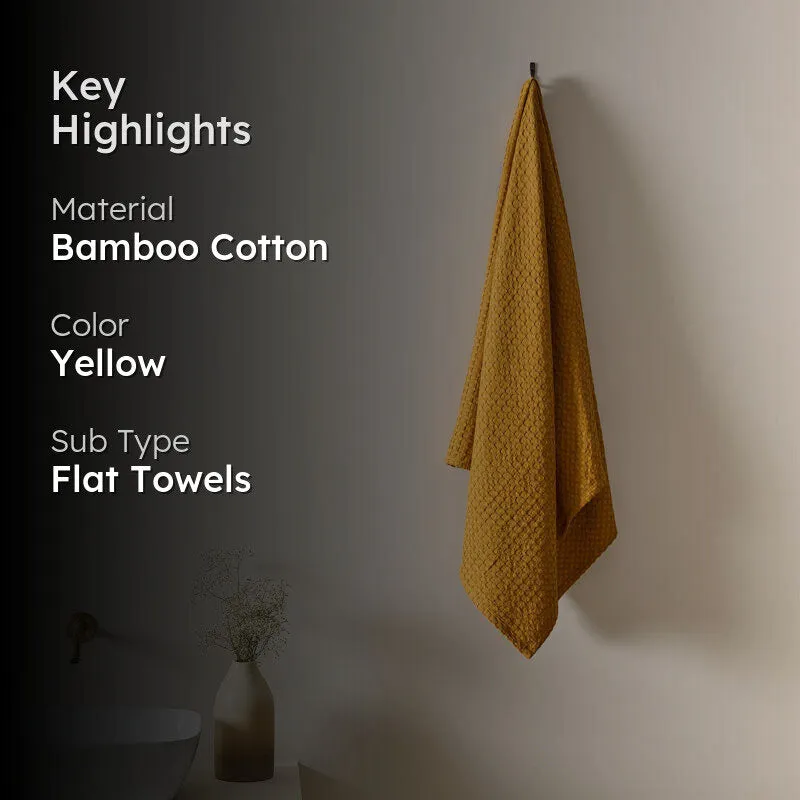 Fluffy Waffle Bath Towel - Yellow media 2