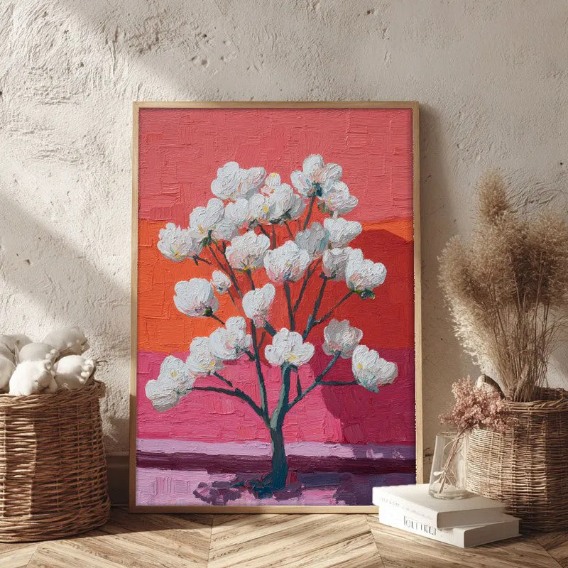 Pixelated Flora Canvas Wall Painting - Brown Frame media 3