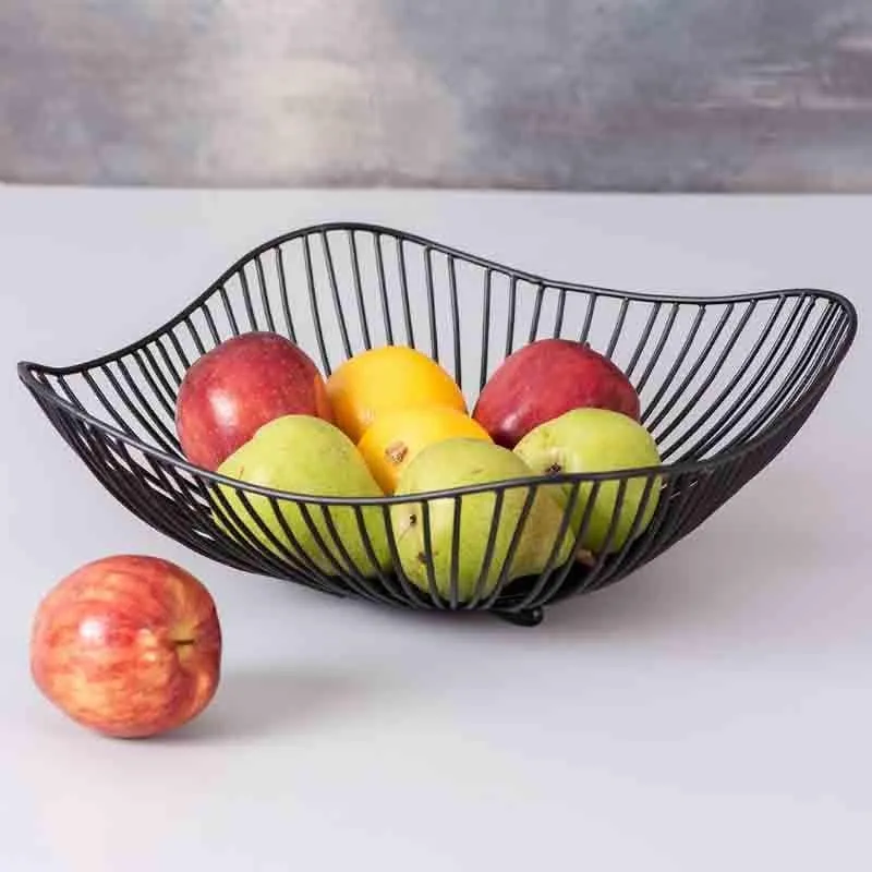 Elegant Black Metal Fruit Basket media 1