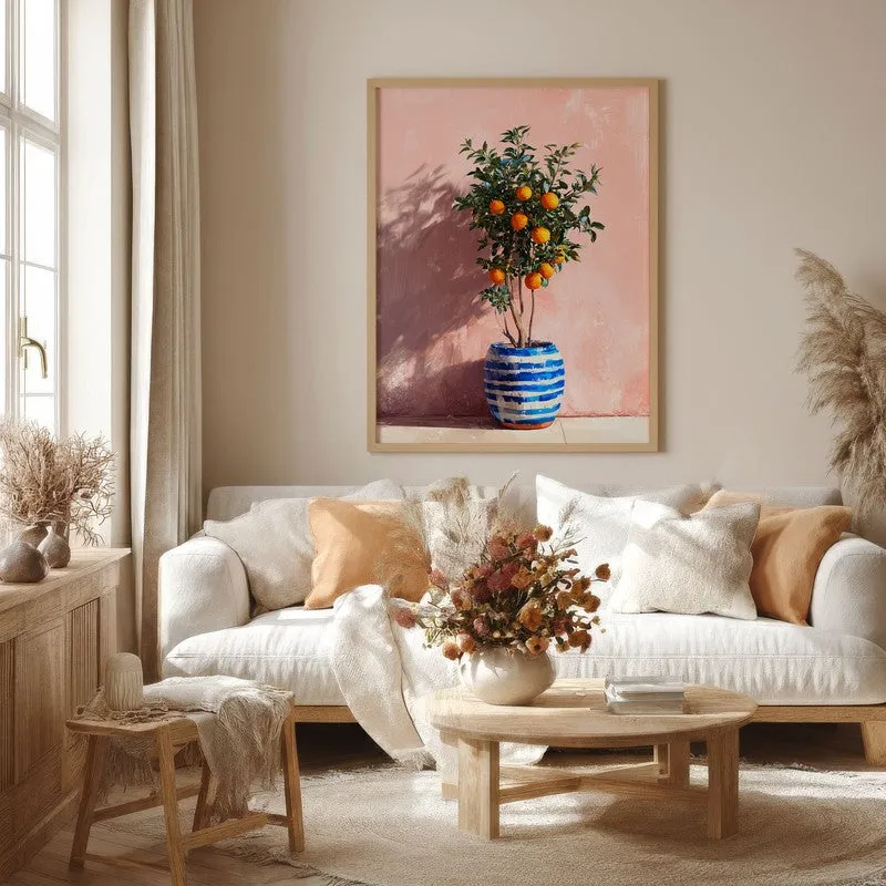 Sunlit Citrus Canvas Wall Painting - Brown Frame media 4