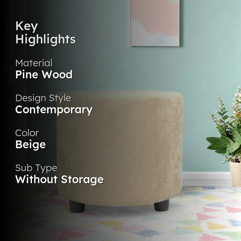 Mrixon Pine Wood Pouffe - Beige media 2