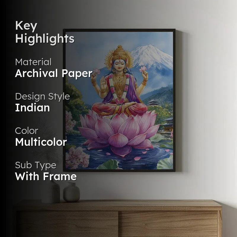 Shree Radhe Shyam Spiritual Archival Paper Wall Painting With Frame - Black media 2