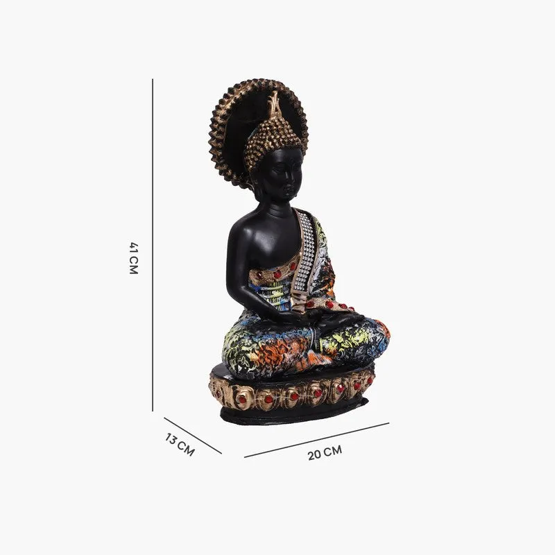 Sovereign Lotus Buddha Polyresin Idol - Black media 6