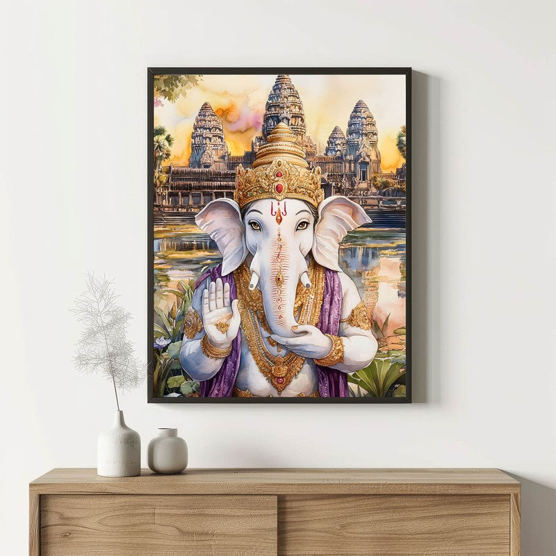 Mangalamurti Spiritual Archival Paper Wall Painting With Frame - Black