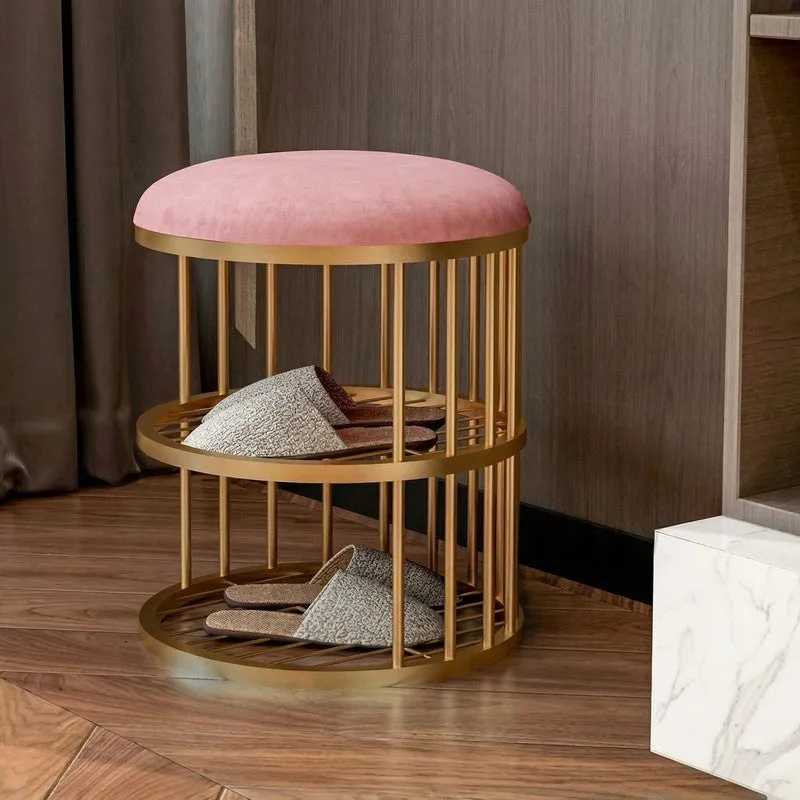 Modern Metal Shoe Rack - Gold,Pink media 3