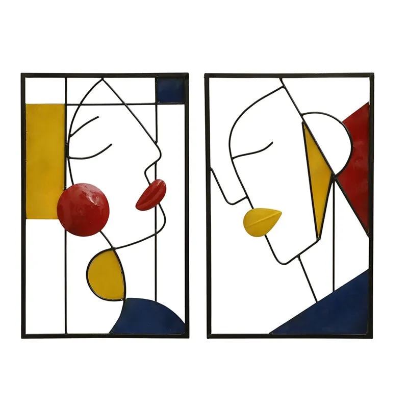 Lines & Faces Metal Wall Accent - Set Of Two media 3