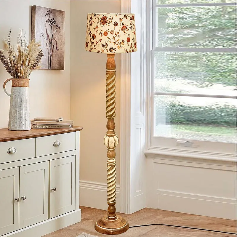 Pushpa Carve Wooden Floor Lamp media 2