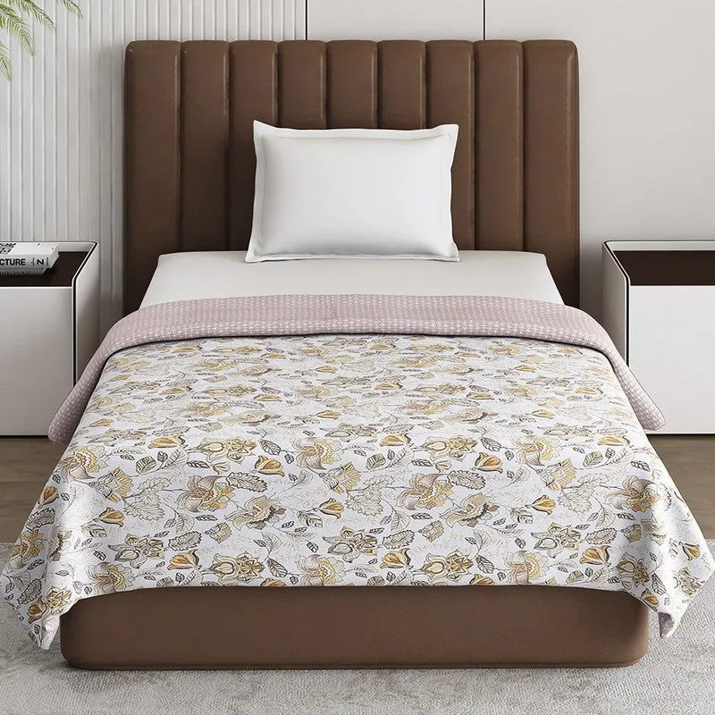 Monte Carlo Petalisa Floral Polycotton Reversible Dohar (Light Brown) - 150 GSM media 4