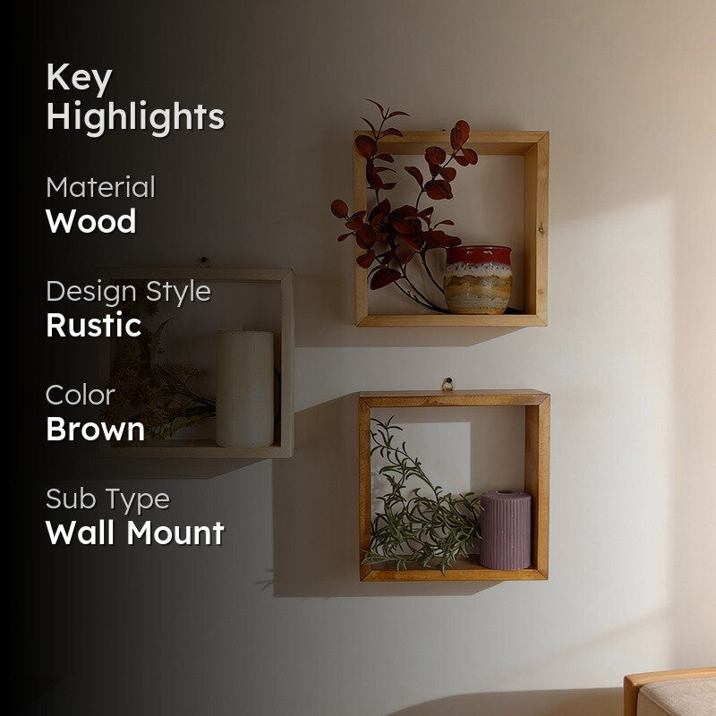 Parallella III Rectangular Shaped Set of 3 Wooden Wall Shelves media 2