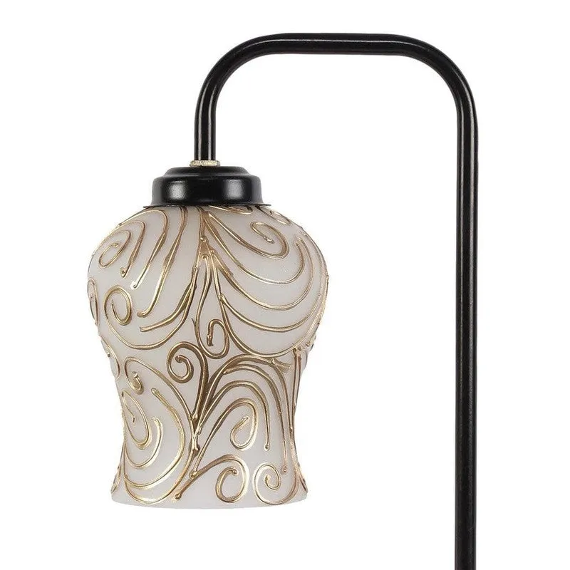 Embossed Arch Glass Table Lamp - White,Gold media 5