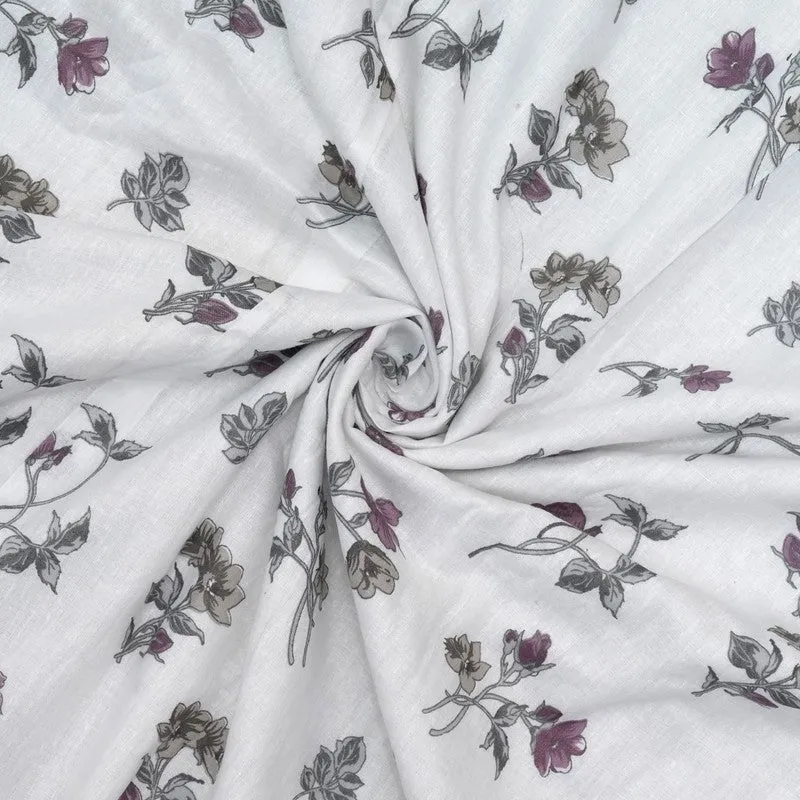 Floral Mist Printed Cotton Dohar (Pink,White) - 120 GSM media 5