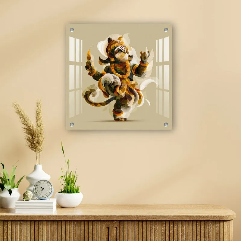 Dancing Hanuman Abstract Acrylic Wall Art media 5