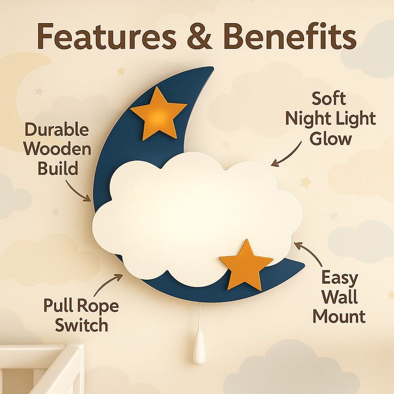 Moonlight Cloud  Battery Operated MDF Wall Lamp media 3