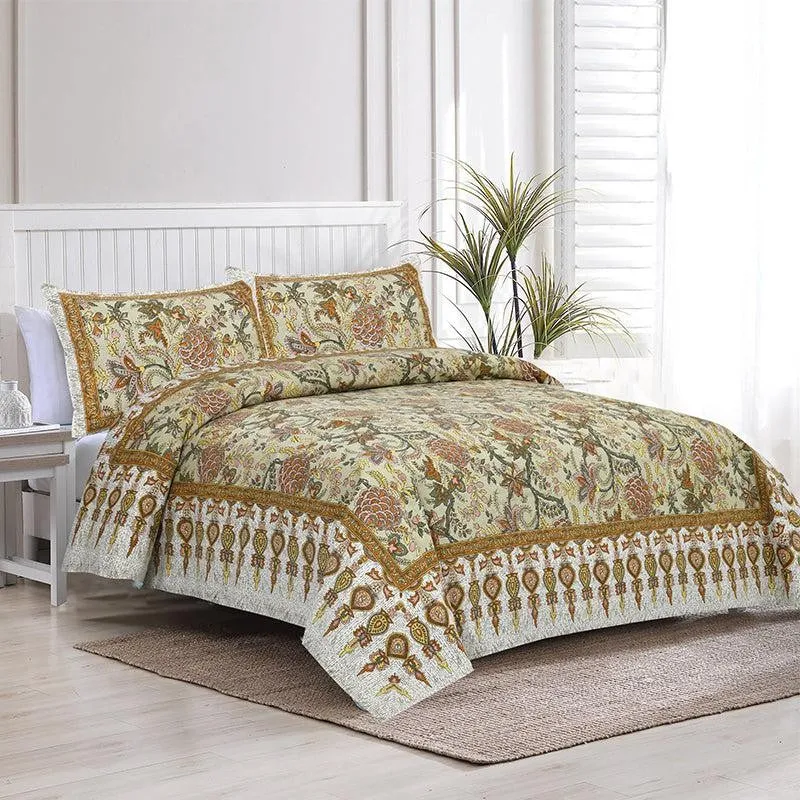 Dupiyaa Printed Cotton Bedsheet (Yellow) - 160 TC media 1