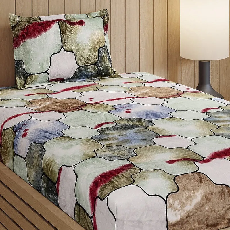 Monte Carlo Ethereo Bedsheet (Green,Red) - 280 GSM media 3