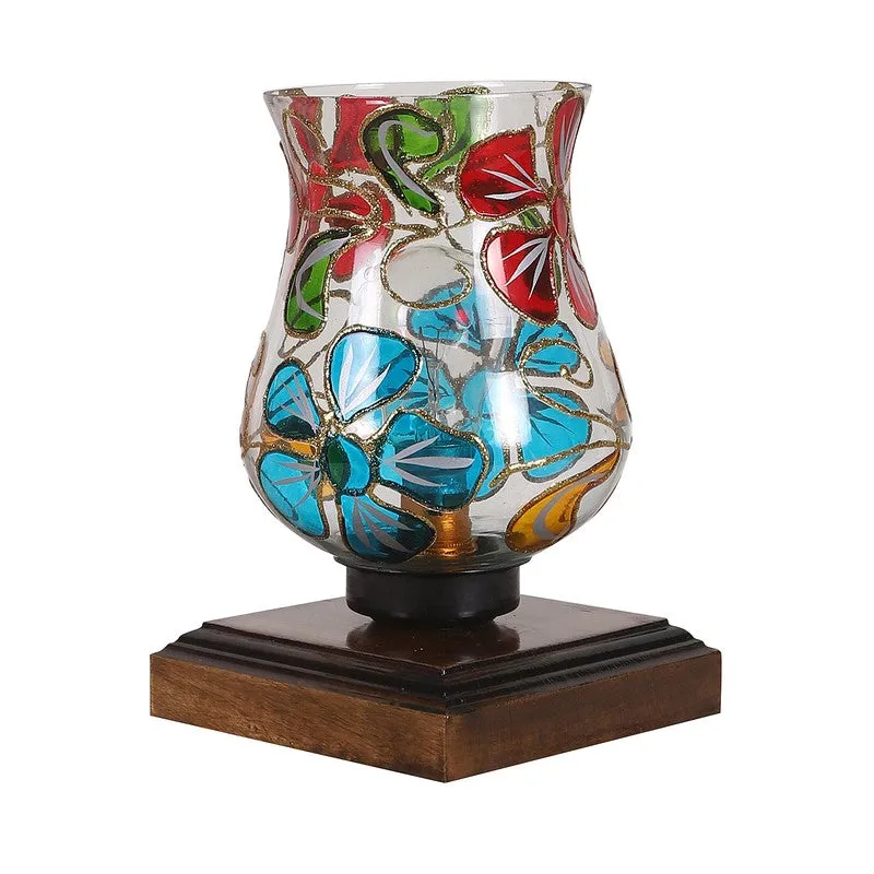 Glowelle Mosaic Glass Table Lamp With Wooden Base - Multicolor media 6