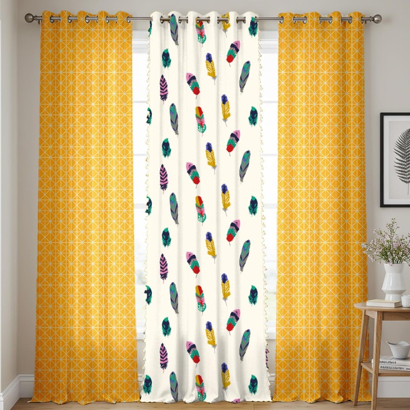 Urban Space Yellow Star & Dream Catcher Curtains - Set Of Three media 3