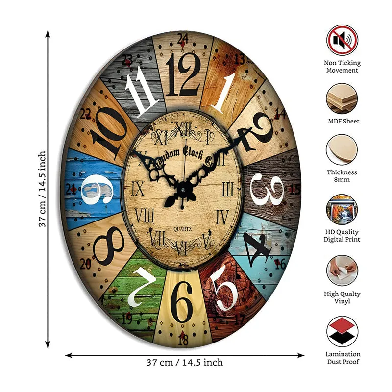 Round multicolour wall clock shown with its wall-mounting profile