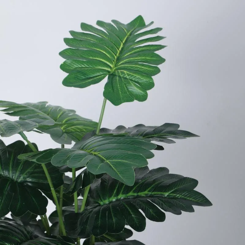 Faux Mini Philodendron Silk Artificial Plant With Black Plastic Pot - 2.13 ft media 5