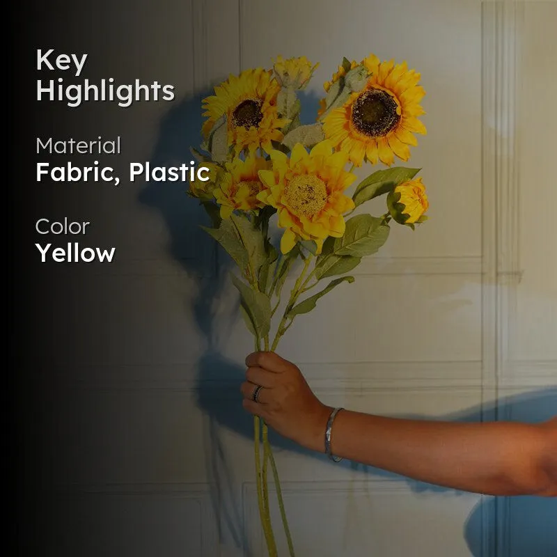 Faux Yellow Sun Flower Stick (21 CM) - Set Of Two media 2