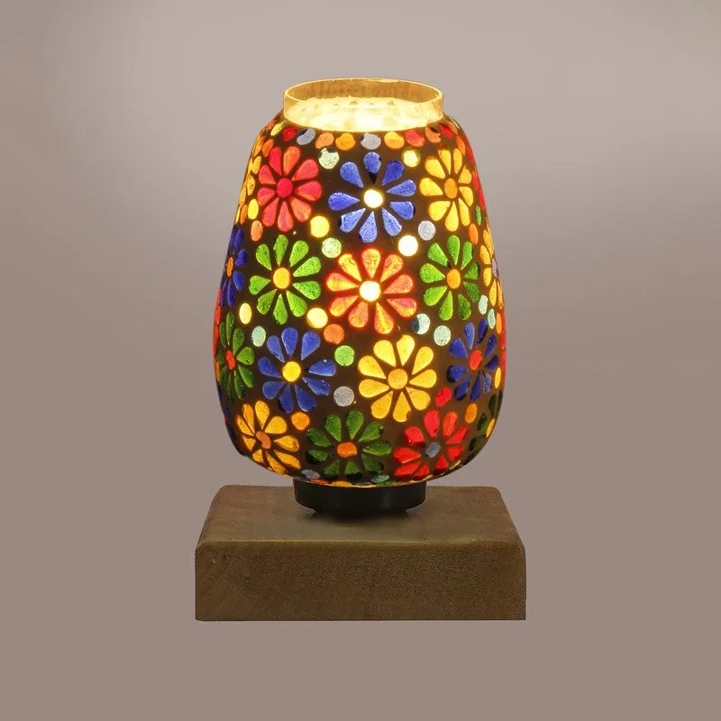 Auren Glass Table Lamp With Wooden Base - Multicolor media 8