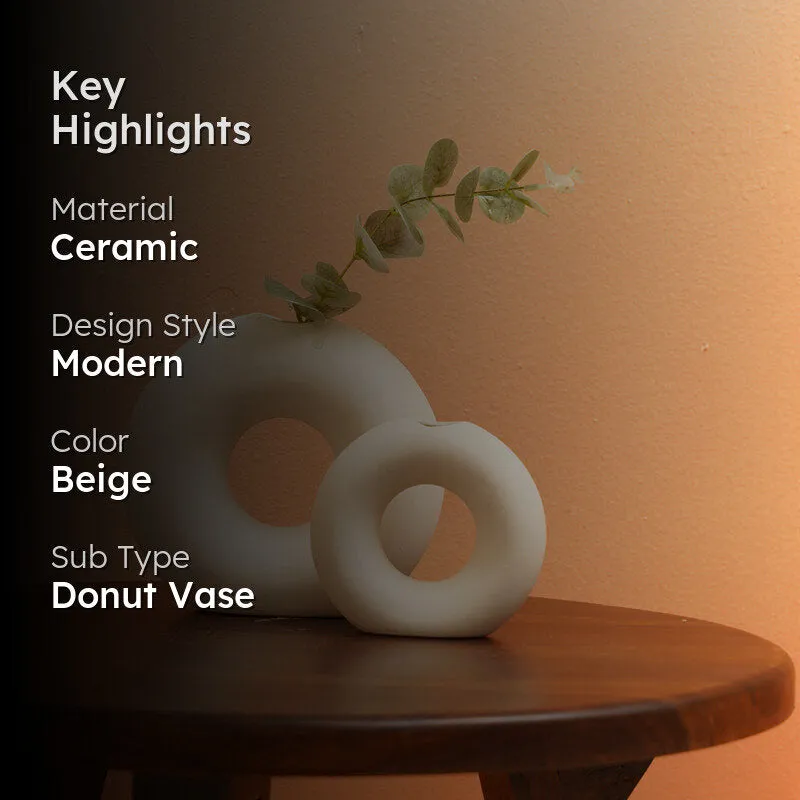 Kinta Ceramic Donut Vase - Set Of Two media 2