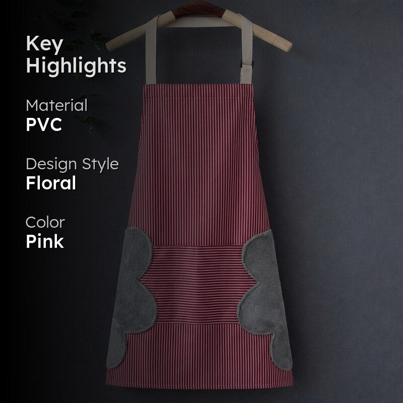 Chic Pink PVC Apron with Handy Towels and Pocket media 2
